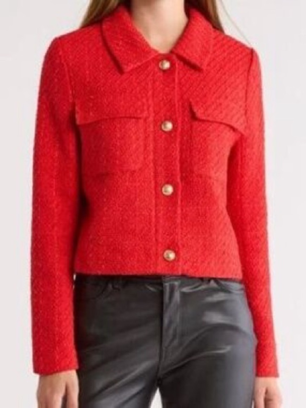 Vigoss Boucle Tweed Jacket Red Size Large